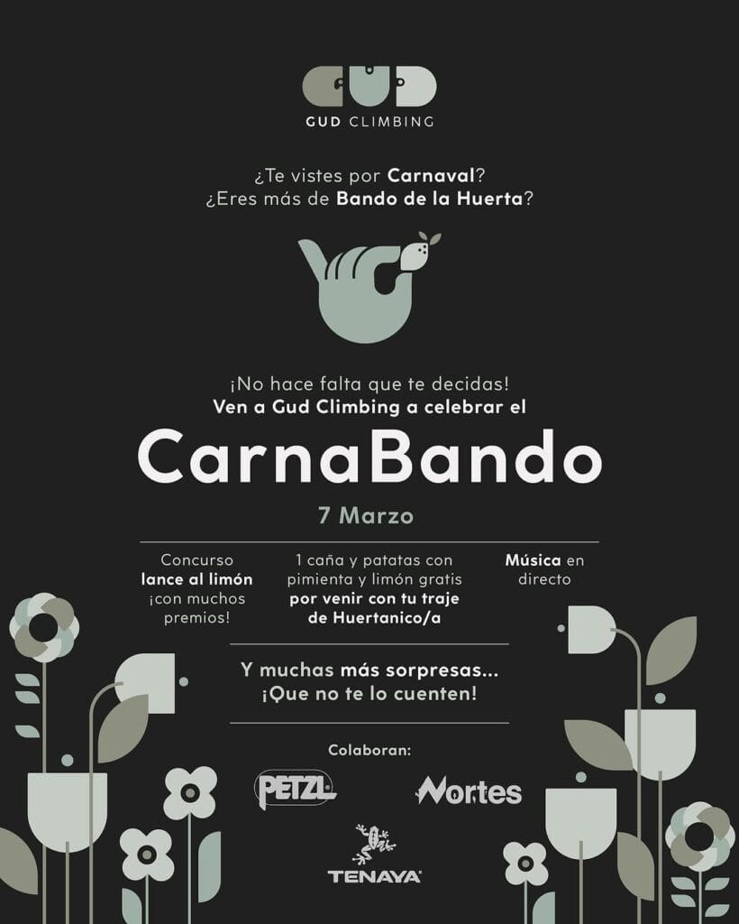 Cartel CarnaBando del rocódromo Gud Climbing